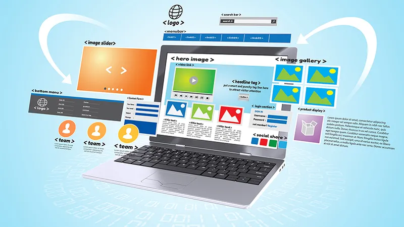 Illustration showing essential elements for a good website design